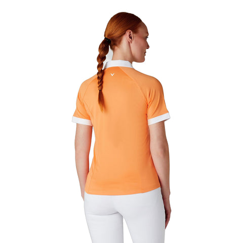 Short Sleeve V-Placket Colorblock Shirt Damen