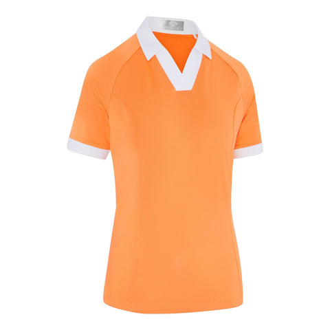 Short Sleeve V-Placket Colorblock Shirt Damen
