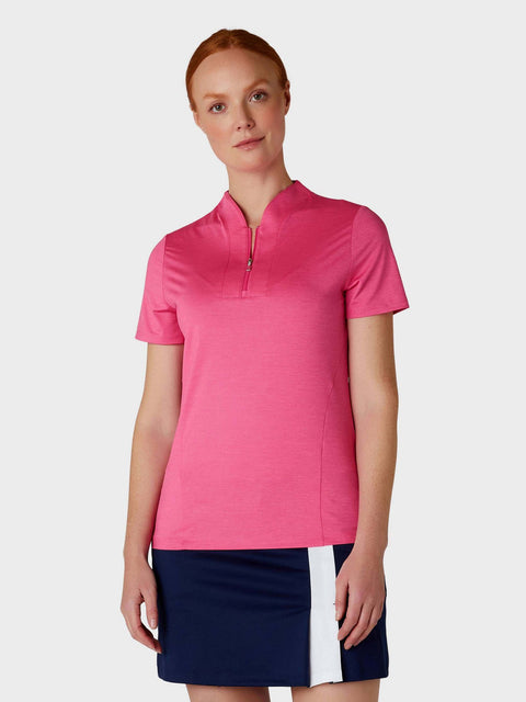 Short Sleeve Tonal Heather Polo Damen