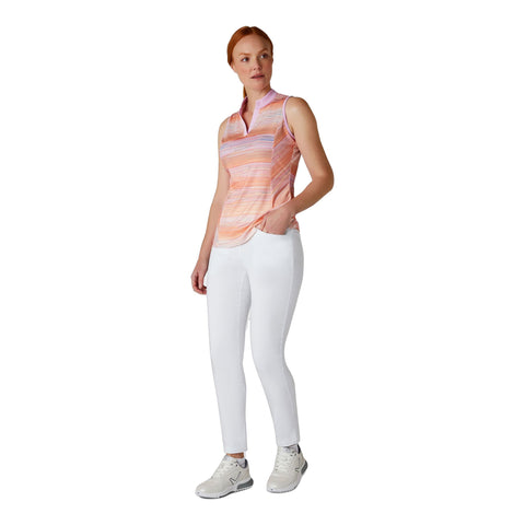 Striped Chev Placket Sleeveless Polo Damen
