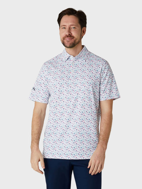 All Over Birdie Print Golf Polo Herren