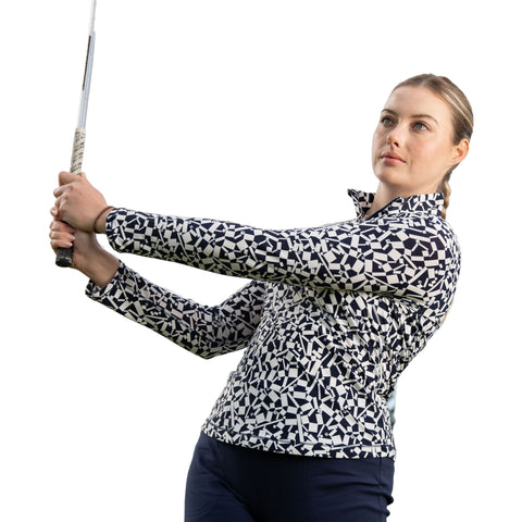 Two Toned Geo Printed Shirt Damen