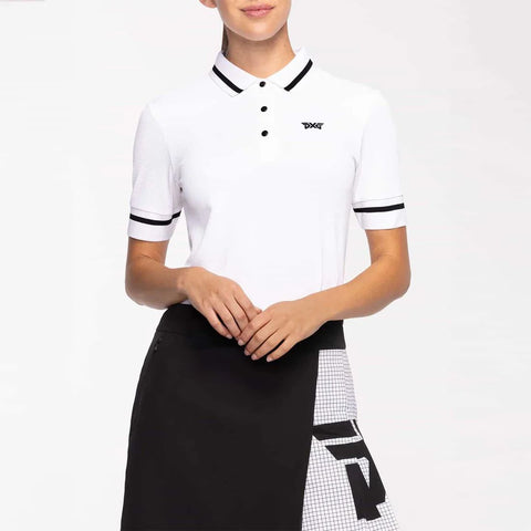 Contrast Sleeve Poloshirt Damen