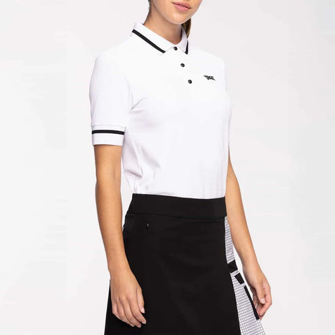 Contrast Sleeve Poloshirt Damen