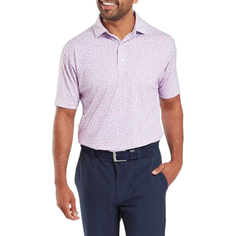 Floral Sketch Print Lisle Polo Herren
