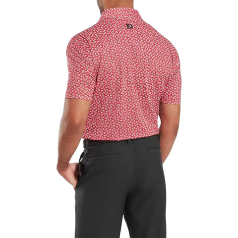 Floral Sketch Print Lisle Polo Herren