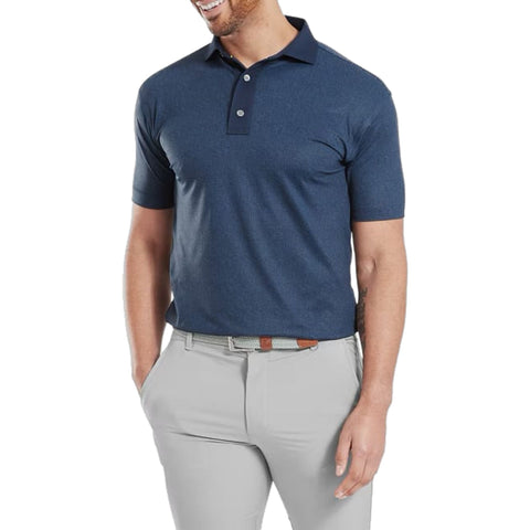 Etched Texture Print Lisle Polo Herren