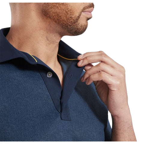 Etched Texture Print Lisle Polo Herren