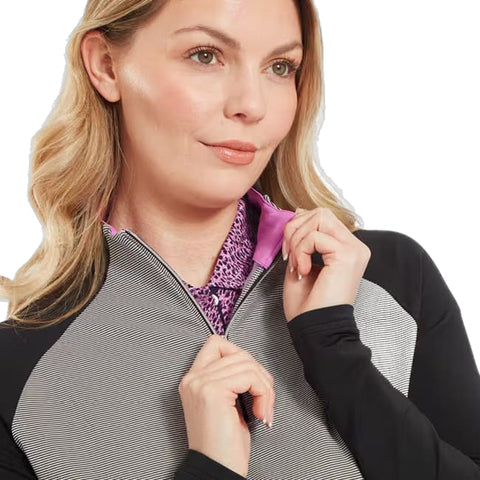 Dot Jacquard 1/4 Zip Midlayer Damen