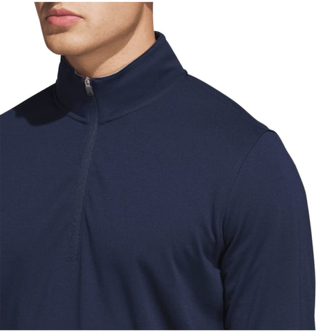 Dunkelblauer Herren-Pullover mit halbem Reißverschluss, eng anliegend