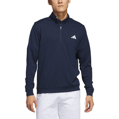 Marineblauer Adidas Herren-Pullover mit halbem Reißverschluss und weißem Logo