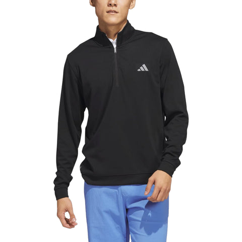 Schwarzer Adidas Herren-Pullover mit halbem Reißverschluss und Adidas-Logo