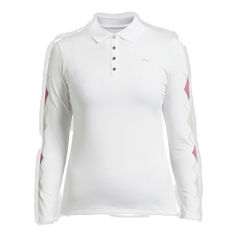 Polo Argyle Langarm Off White Damen