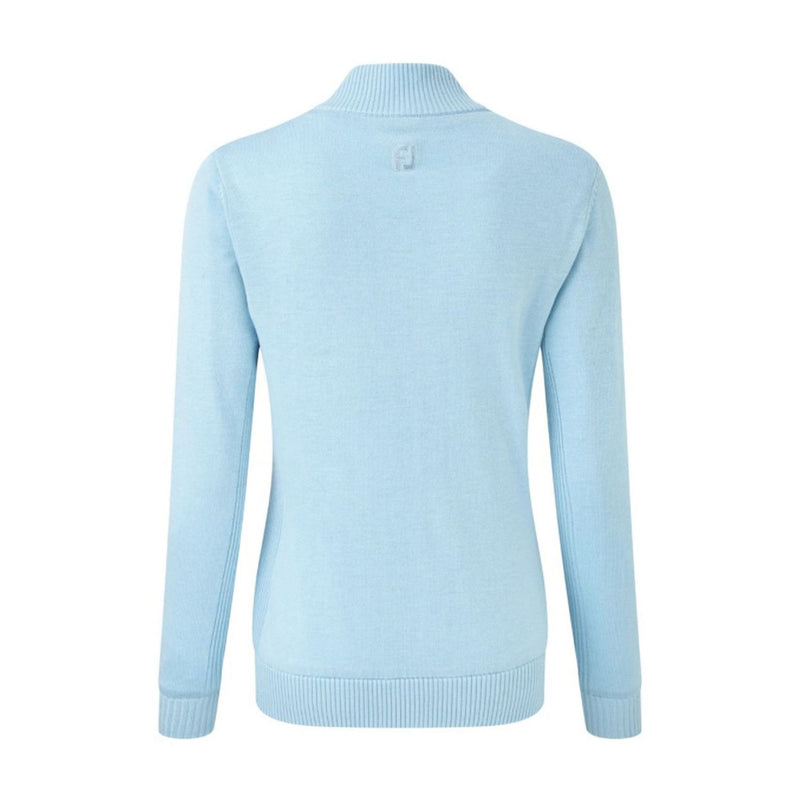 Footjoy W Full Zip Lined Wool Blend Pullover Sky Blue Damen