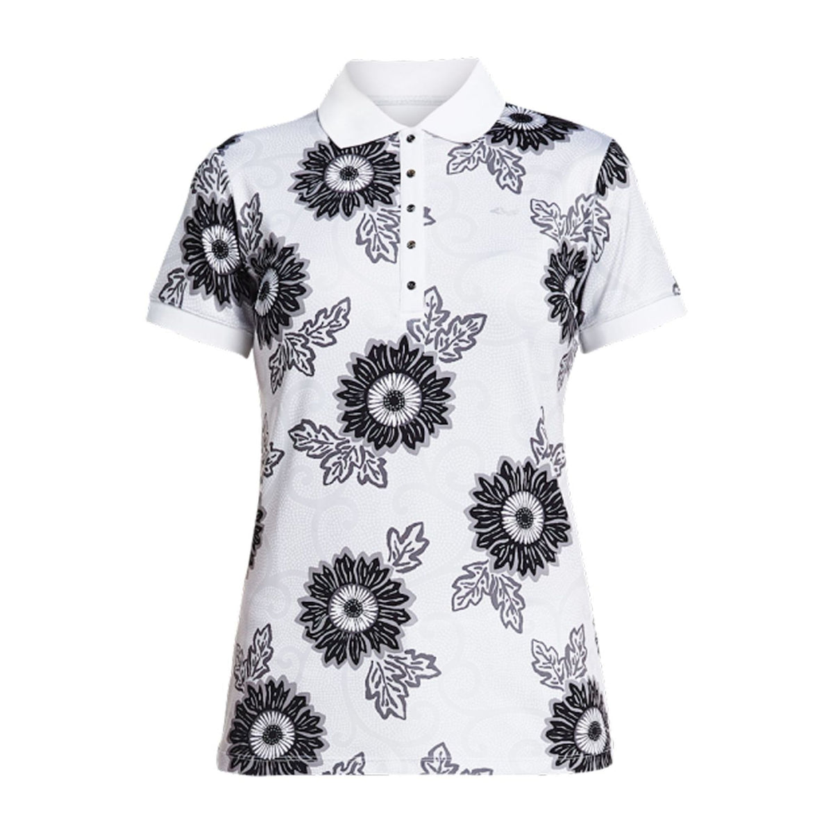 Röhnisch Polo AOP Schwarz Massai Flower Damen