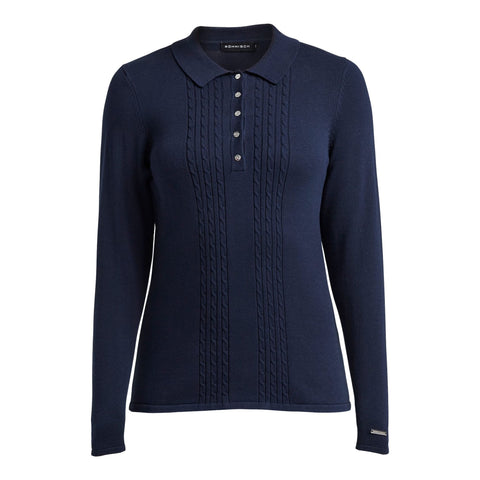Polo Knitted Langarm Navyblau Damen