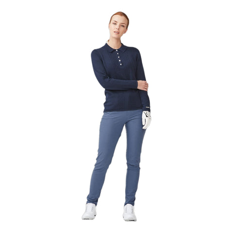 Polo Knitted Langarm Navyblau Damen