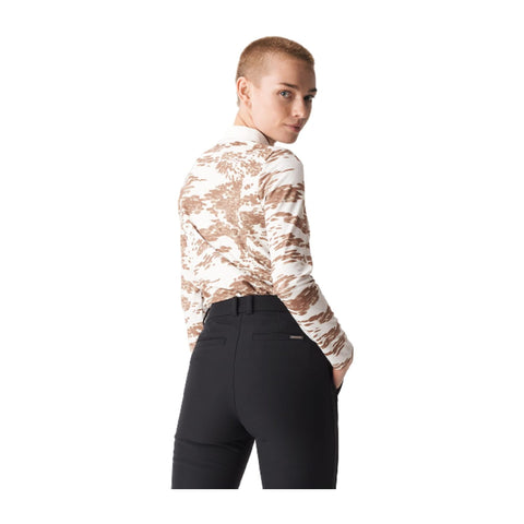 W Polo Sia Langarm Beige/Camo