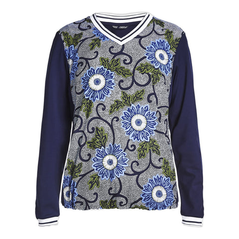 Pullover Swing Blau Massai Flower Damen