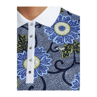 Röhnisch Polo AOP Blau Massai Flower Damen