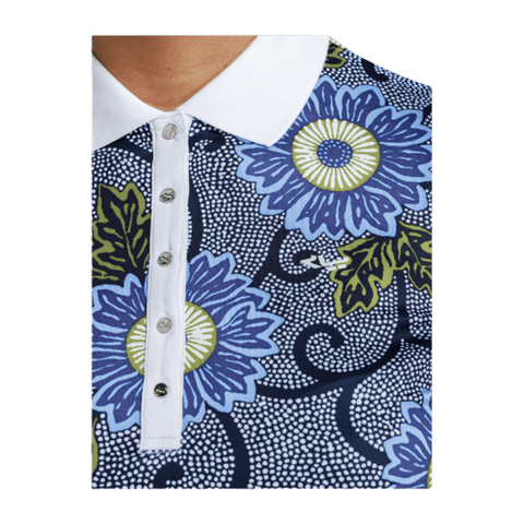 Polo AOP Blau Massai Flower