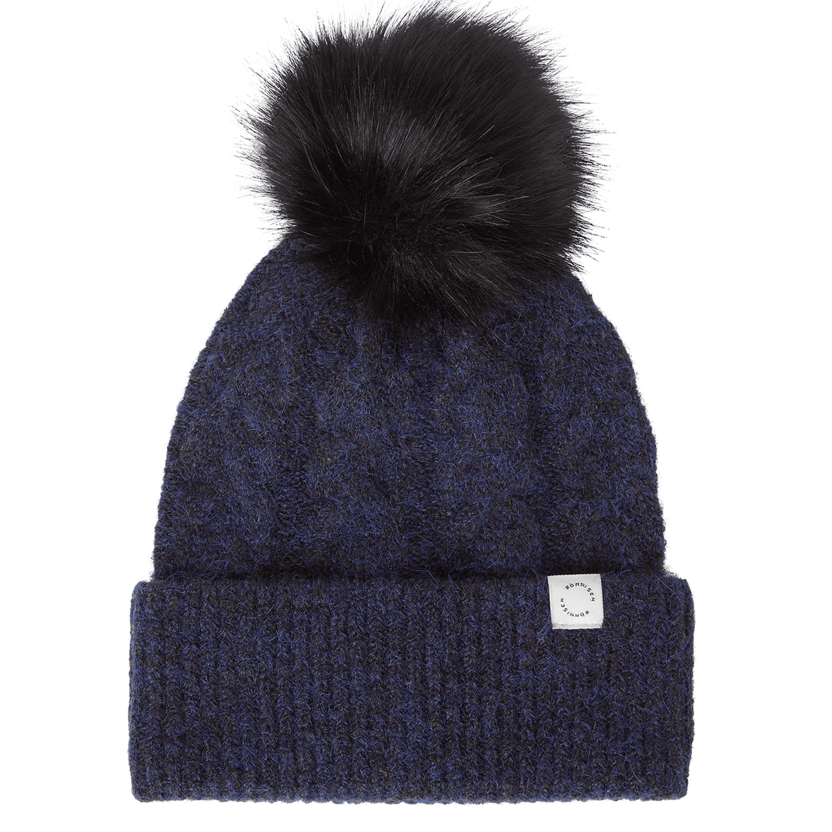 Pom Braid Beanie Navy Damen