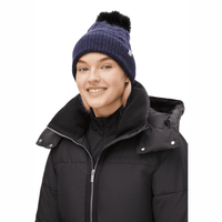 Pom Braid Beanie Navy Damen