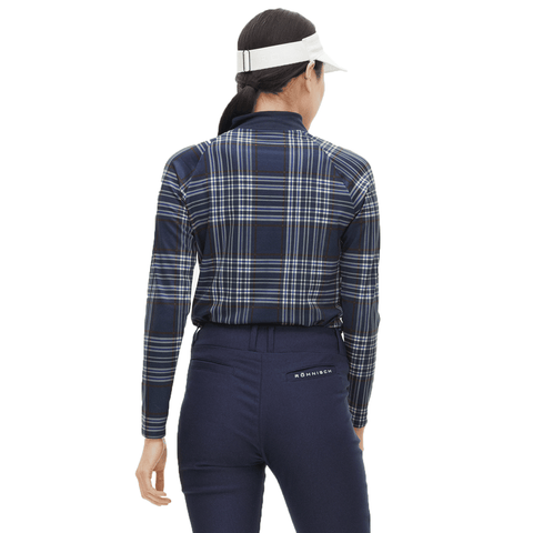 Elle Golf Polo Langarm Navy Check Damen