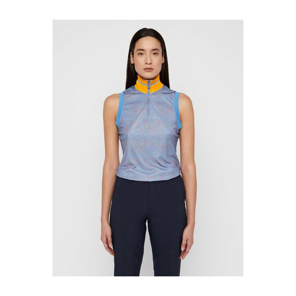 W Audrey-TX Jersey SL Polo Lake Blue Dot