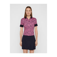 J. Lindeberg W Lexie-TX Coolmax Polo Pink Leopard Damen