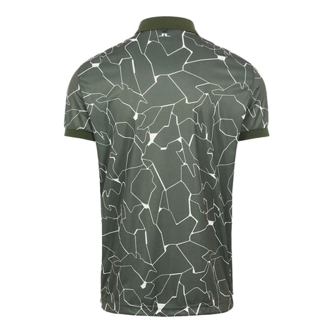 M Tour Tech Reg Fit Print SS Polo Slit Thyme Green Herren