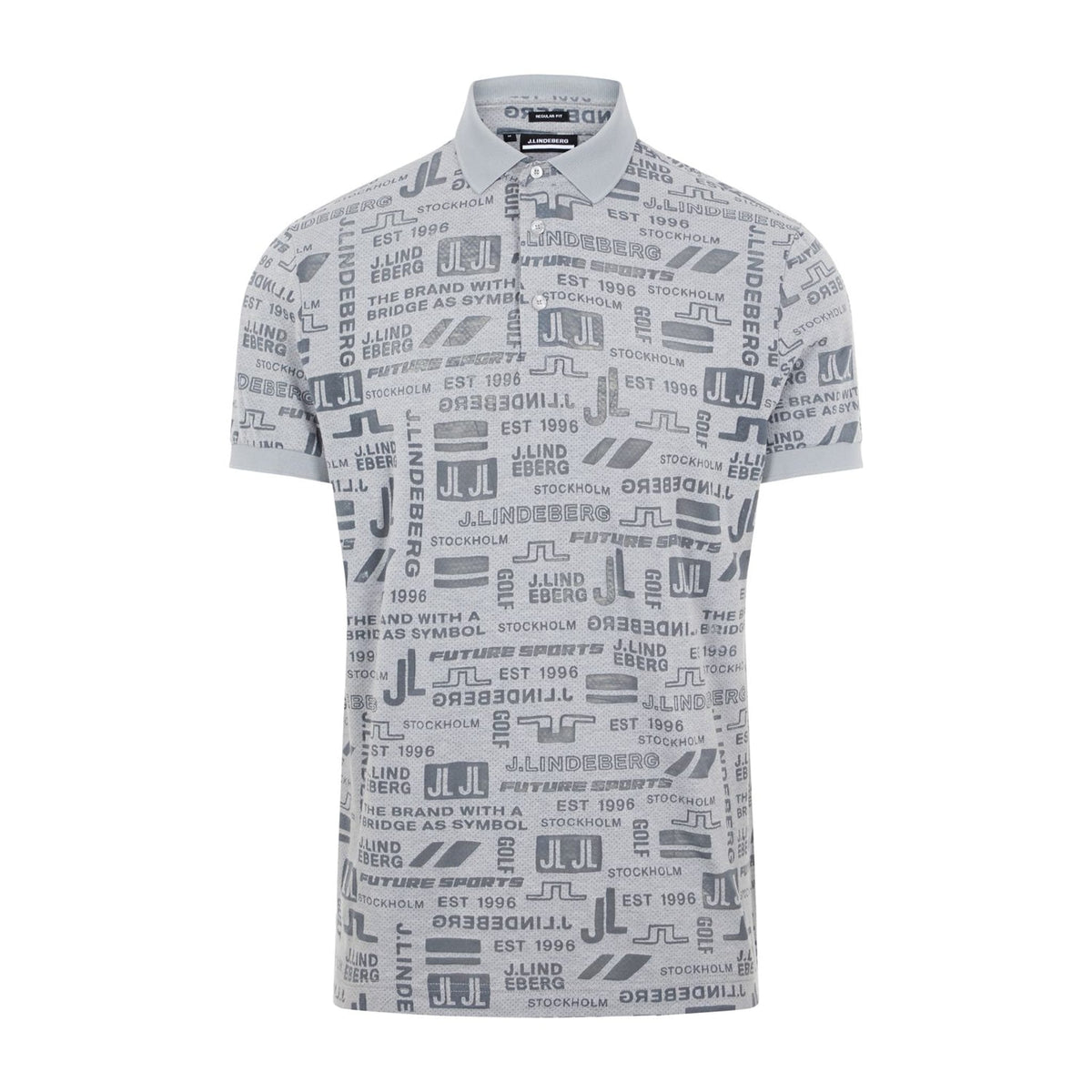 M Kv Regular Fit SS Polo Print JL Future Grey