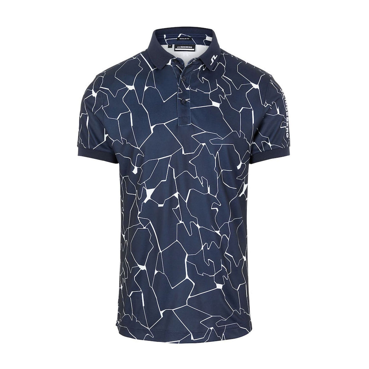 J. Lindeberg M Tour Tech Reg Fit Print SS Polo Slit Navy Herren