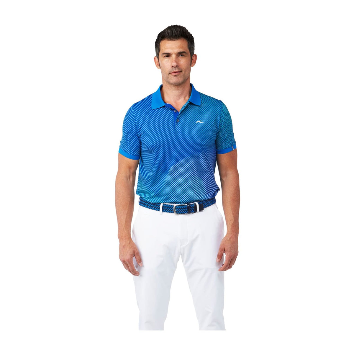 M Spot Printed SS Polo Strong Blue