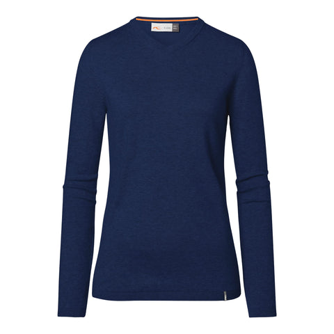 W Pullover V-Ausschnitt Kicki Atlanta Blau Meliert Damen