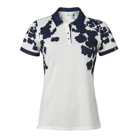 W Enya Printed SS Polo White/Atlanta Blue Damen