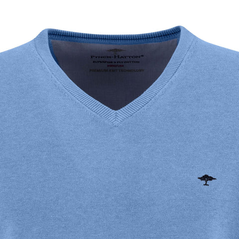 V-Neck Superfine Golf Pullover Herren Light Sky