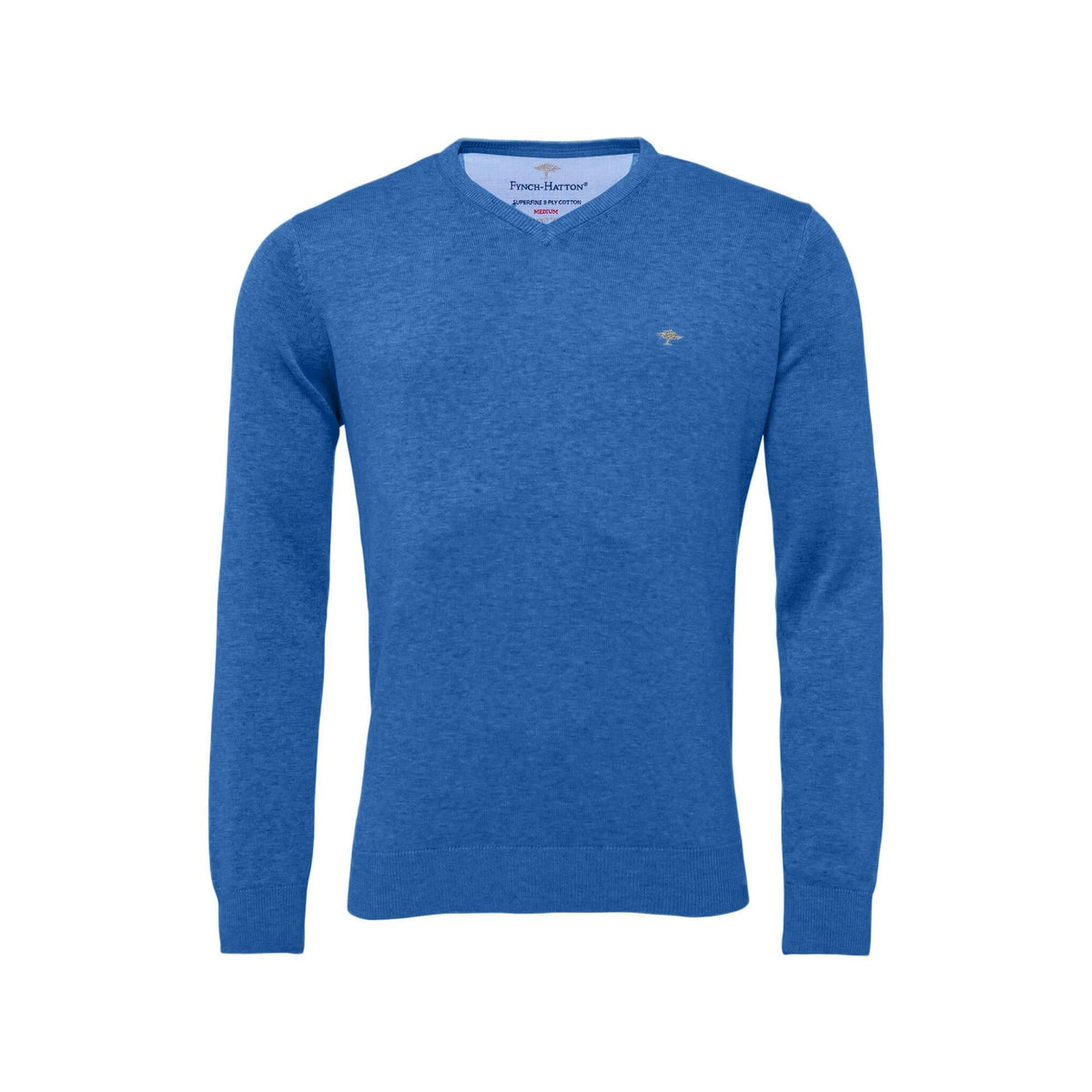 Fynch Hatton V-Neck Superfine Golf Pullover Herren Bright Ocean Herren