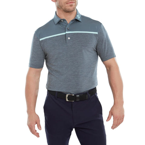 Space Dye Block Golf Polo Lisle, Bluestone Herren