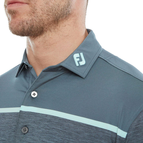 Space Dye Block Golf Polo Lisle, Bluestone Herren