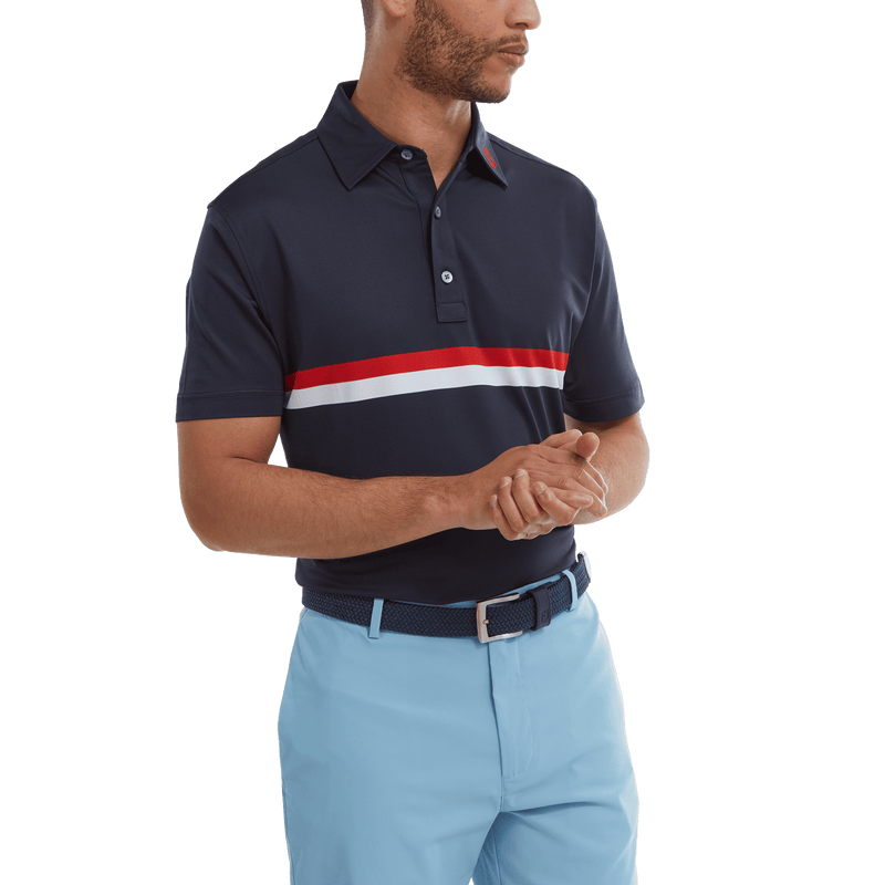 Footjoy Double Chest Band Pique Polo Herren