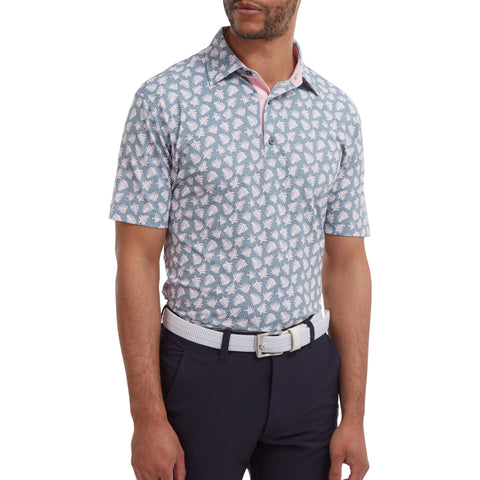 M Polo Shadow Palm Print Pique Graphit/Quartz Pink Herren