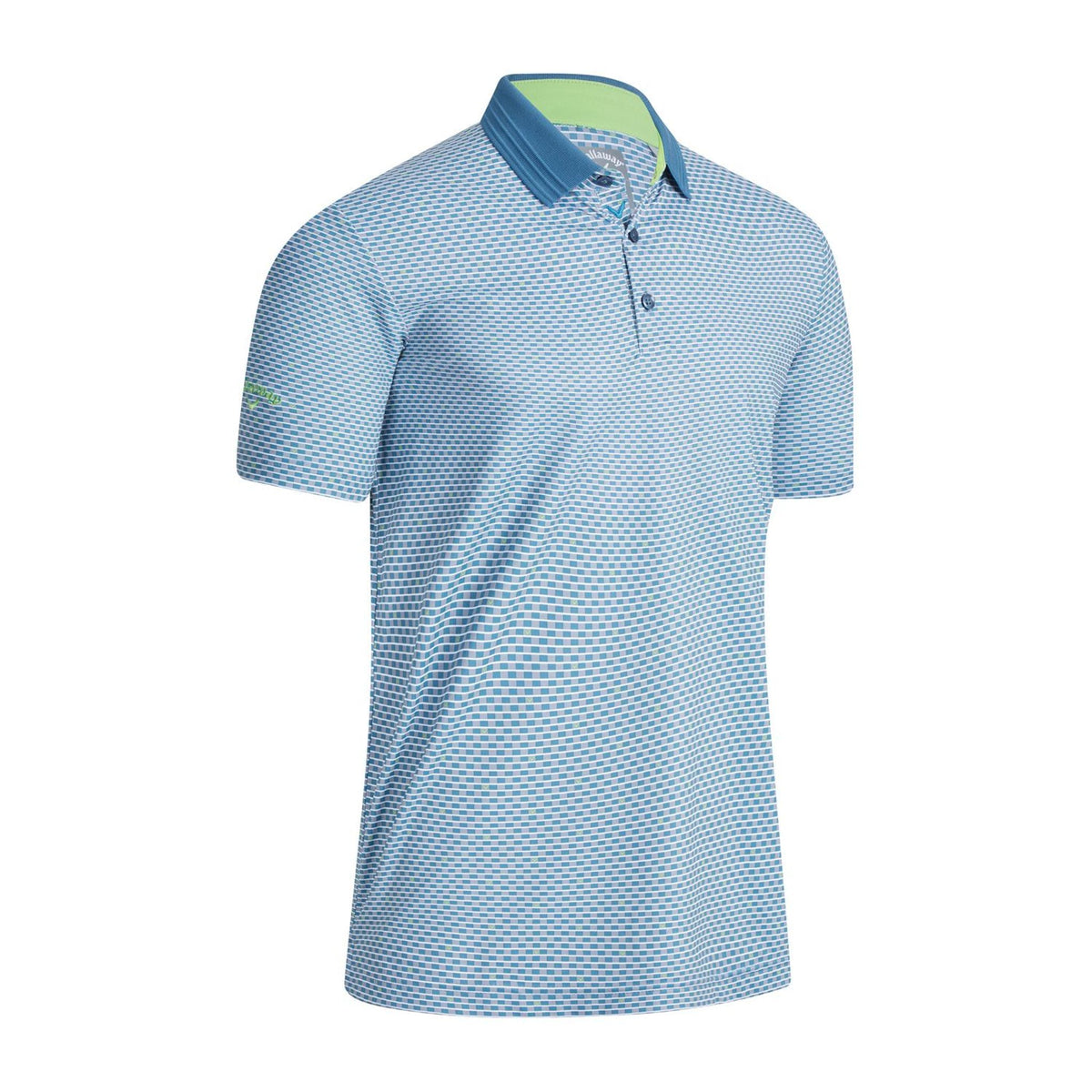 Callaway M All Over Chev Grid SS Polo Real Teal Herren