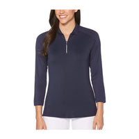 Callaway W Shadow Stripe 3/4 LS Polo Peacoat Damen