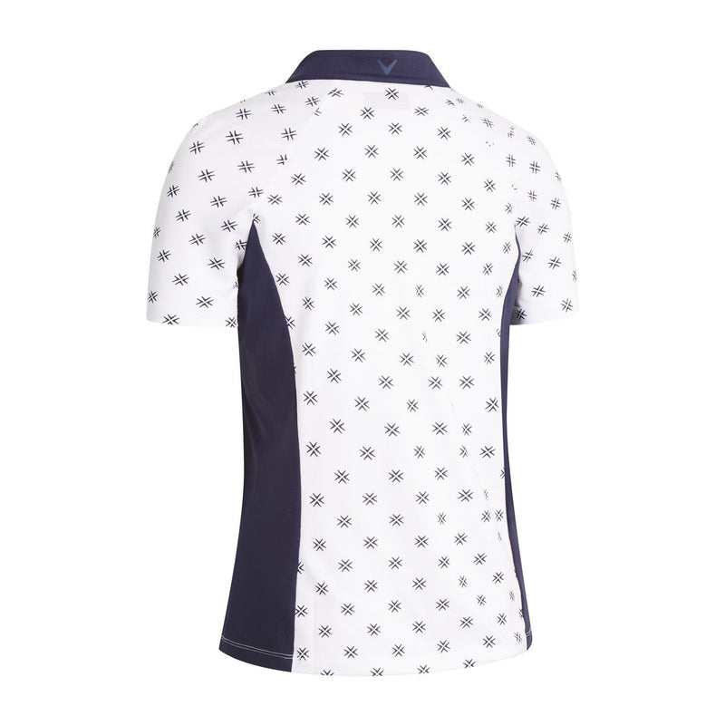 Callaway W Chev Floral Print SS Polo Brilliant White Damen