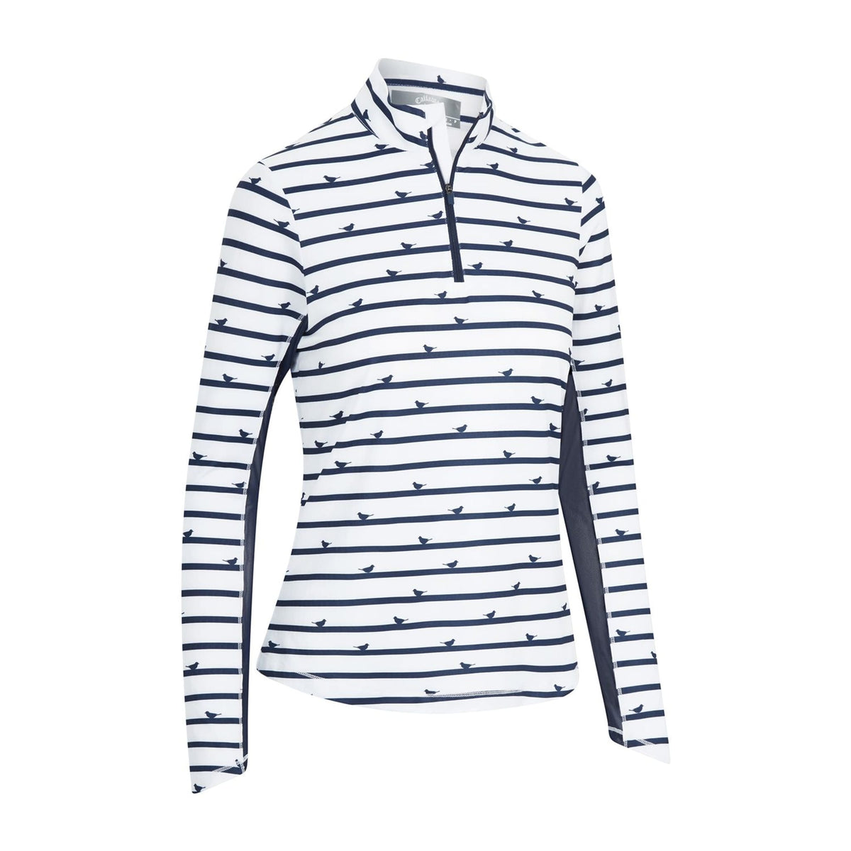 W Polo Birdie Stripe Sun Protection Langarm Peacoa