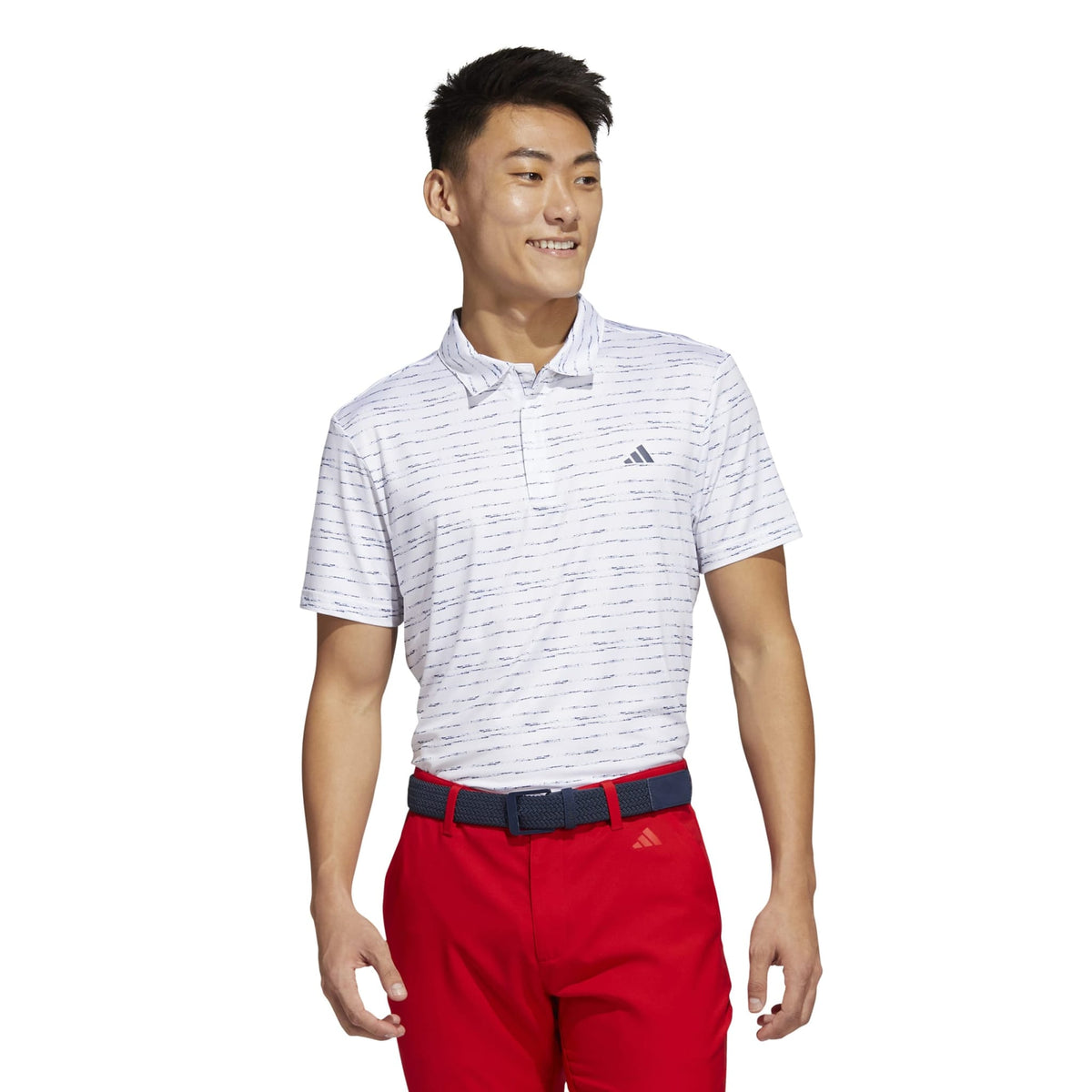 Stripe Zip Polo Herren Weiß
