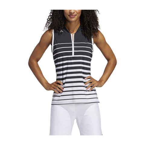 W Engineered Stripe SL Polo Black/White