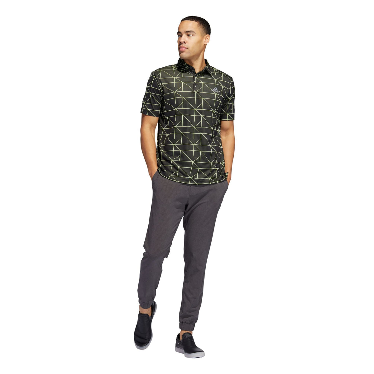 M Polo Jaquard Lines Schwarz/Pulse Lime
