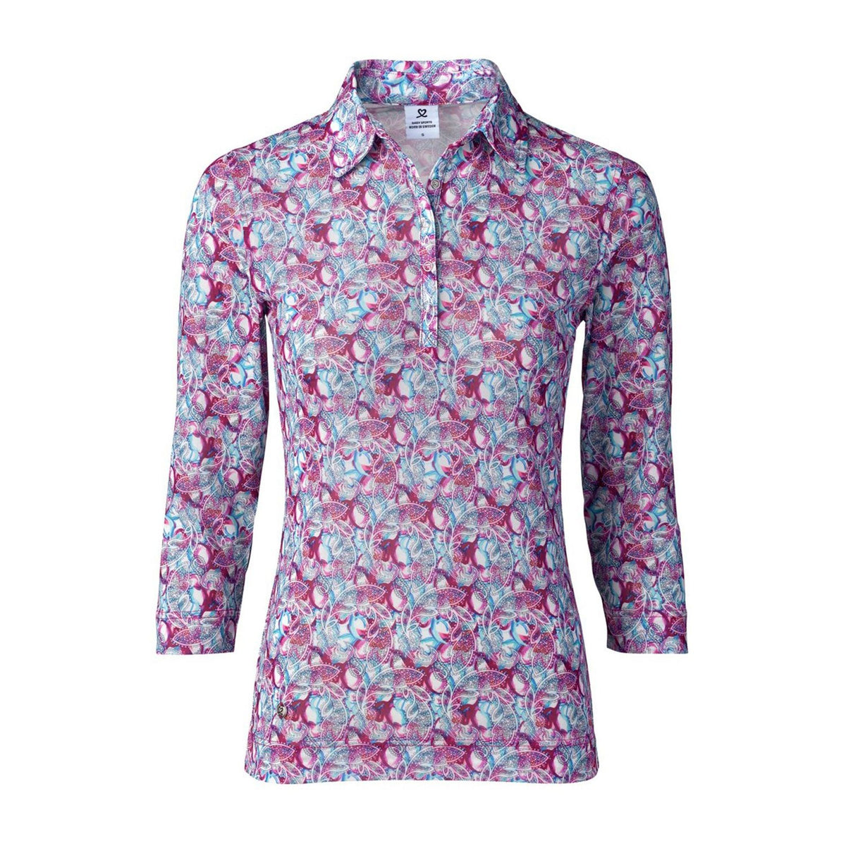 Daily Sports Paisley Mesh 3/4-Arm Polo Hellblau Damen